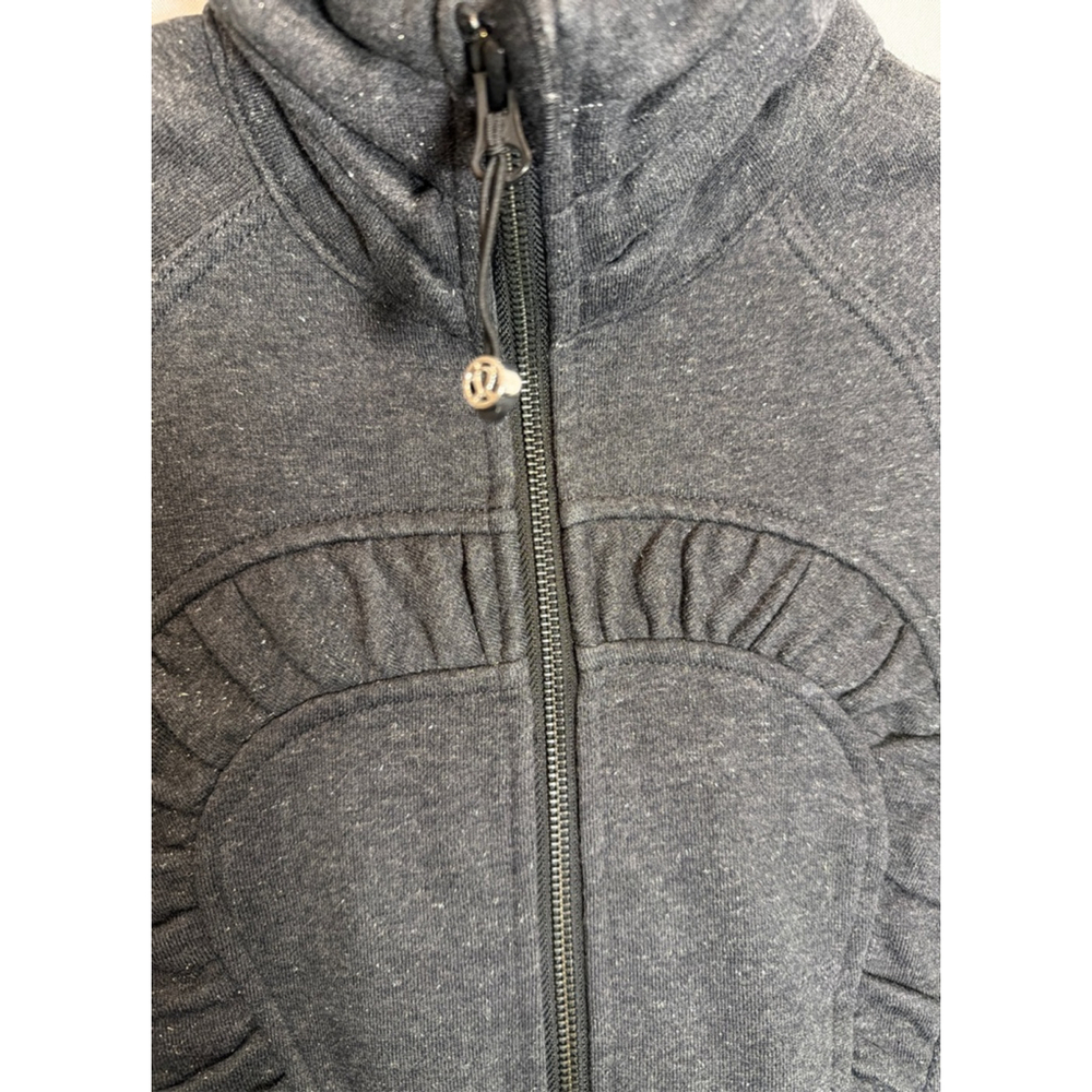 Lululemon Full Zip Scuba Fleece Yoga Athletic Jacket Funnel Neck Gray Sparkle XS - Picture 2 of 7